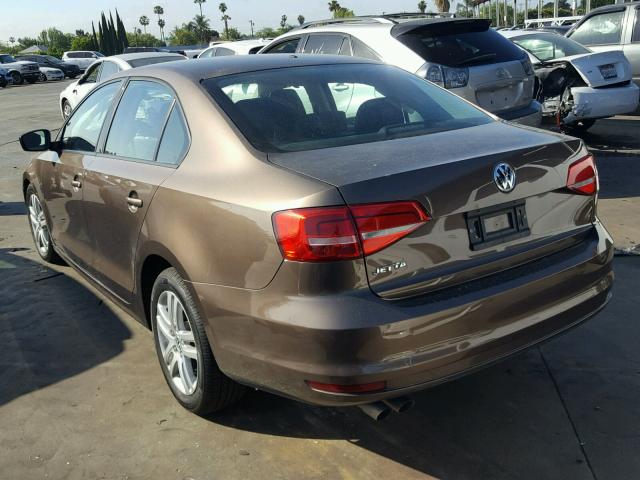 3VW2K7AJ8FM230228 - 2015 VOLKSWAGEN JETTA BASE 棕色 照片 3