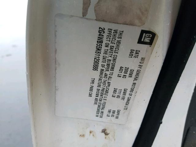 2G4WB55K611290886 - 2001 BUICK REGAL LS 白色 照片 10