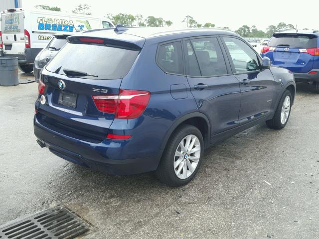 5UXWX9C51F0D62236 - 2015 BMW X3 XDRIVE2 BLUE photo 4