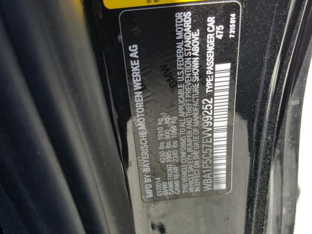 WBA1F5C57EVV99252 - 2014 BMW 228 I BLACK photo 10