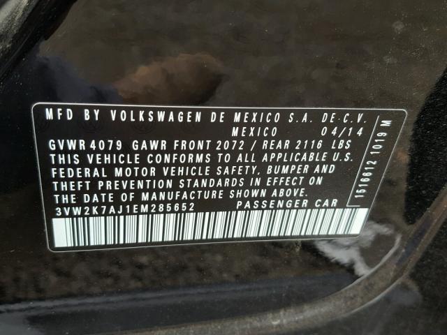 3VW2K7AJ1EM285652 - 2014 VOLKSWAGEN JETTA BASE 黑色 照片 10