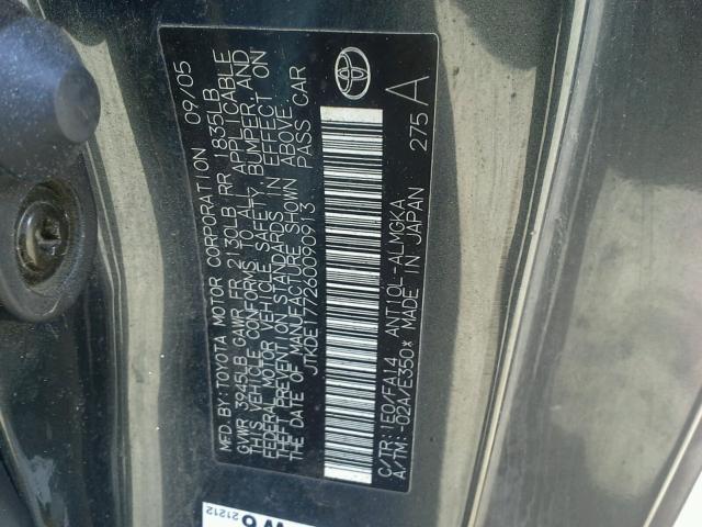 JTKDE177260090913 - 2006 TOYOTA SCION TC 灰色 照片 10