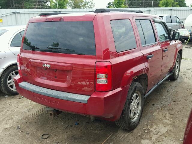 1J8FT28007D358177 - 2007 JEEP PATRIOT SP RED photo 4