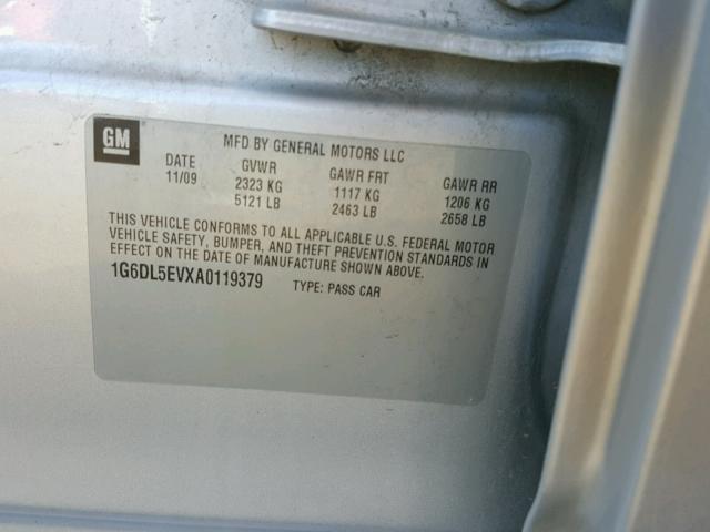 1G6DL5EVXA0119379 - 2010 CADILLAC CTS PERFOR Gümüş foto 10