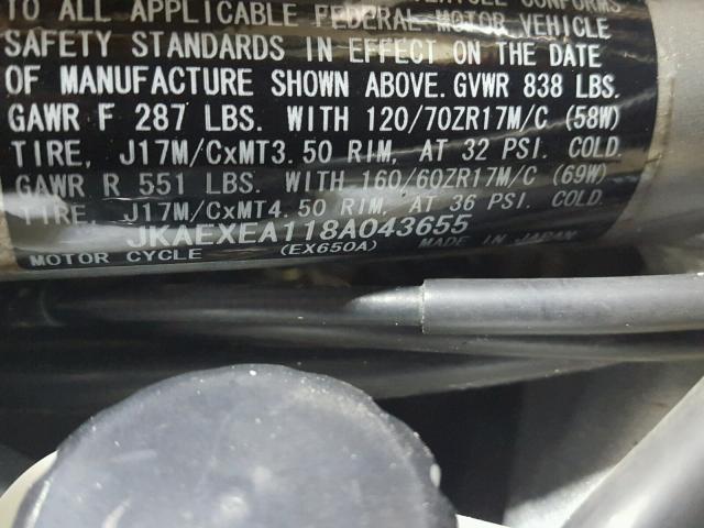 JKAEXEA118A043655 - 2008 KAWASAKI EX650 A Qara foto 19
