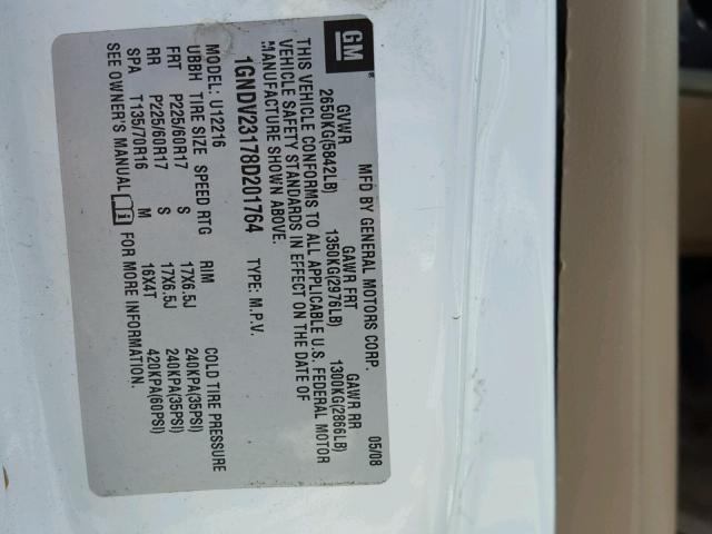 1GNDV23178D201764 - 2008 CHEVROLET UPLANDER L 白色 照片 10