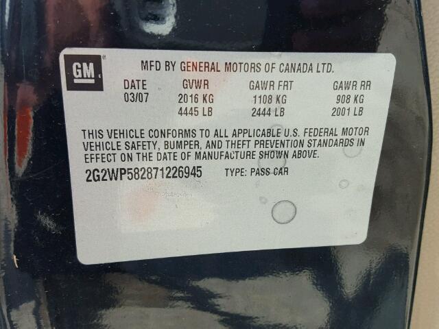 2G2WP582871226945 - 2007 PONTIAC GRAND PRIX Qara foto 10