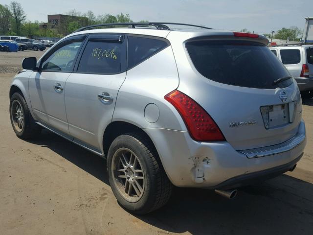 JN8AZ08W37W664324 - 2007 NISSAN MURANO SL SILVER photo 3