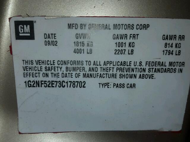 1G2NF52E34M529293 - 2004 PONTIAC GRAND AM S TAN photo 10