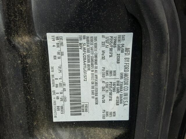 5LMFU28A4YLJ31572 - 2000 LINCOLN NAVIGATOR 黑色 照片 10