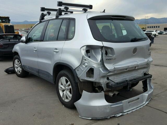 WVGBV7AX8DW550169 - 2013 VOLKSWAGEN TIGUAN S SILVER photo 3