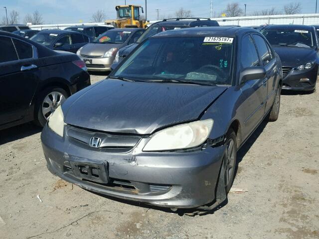 2HGES26885H619393 - 2005 HONDA CIVIC EX GRAY photo 2