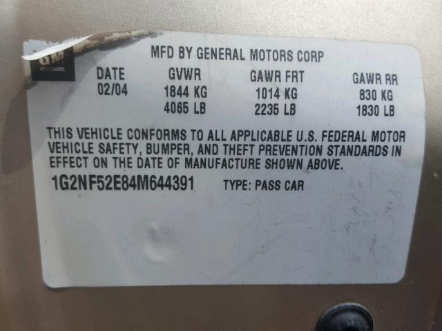 1G2NF52E84M644391 - 2004 PONTIAC GRAND AM S Qızıl foto 10