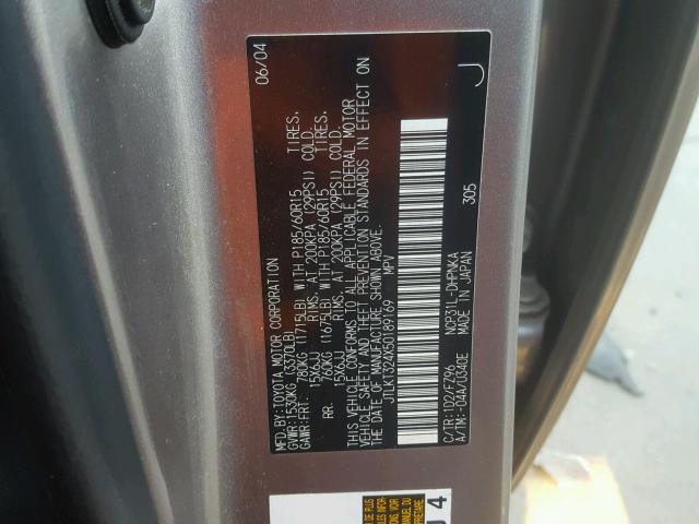 JTLKT324X50189169 - 2005 TOYOTA SCION XB SILVER photo 10