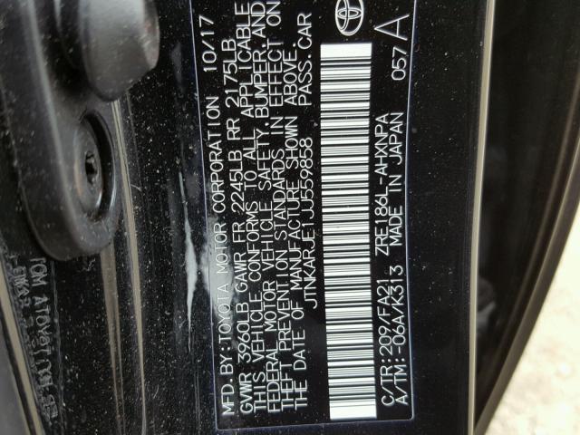 JTNKARJE1JJ559858 - 2018 TOYOTA COROLLA IM BLACK photo 10