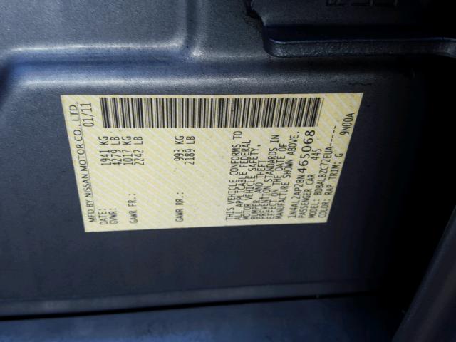 1N4AL2AP2BN465068 - 2011 NISSAN ALTIMA BAS GRAY photo 10