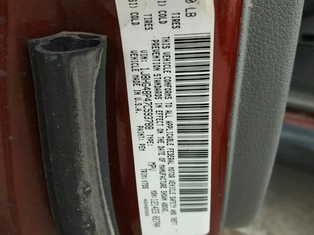 1J8HG48P47C593788 - 2007 JEEP COMMANDER მუქწითელი ფოტო 10