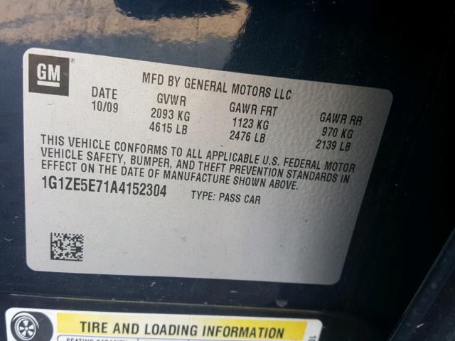 1G1ZE5E71A4152304 - 2010 CHEVROLET MALIBU LTZ 蓝色 照片 10