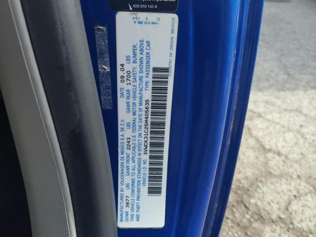 3VWCK31C25M405635 - 2005 VOLKSWAGEN NEW BEETLE 蓝色 照片 10