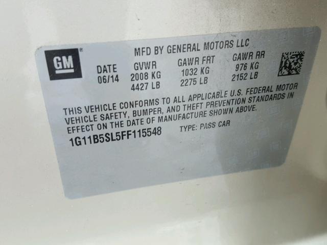 1G11B5SL5FF115548 - 2015 CHEVROLET MALIBU LS ბეჟი ფოტო 10