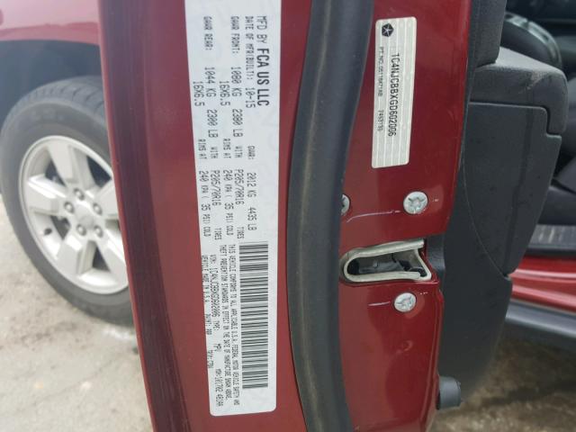 1C4NJCBBXGD602006 - 2016 JEEP COMPASS SP BURGUNDY photo 10