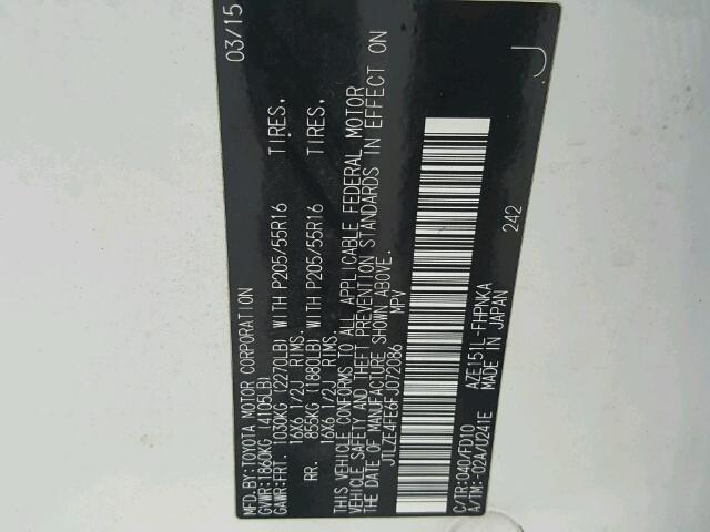 JTLZE4FE6FJ072086 - 2015 TOYOTA SCION XB თეთრი ფოტო 10