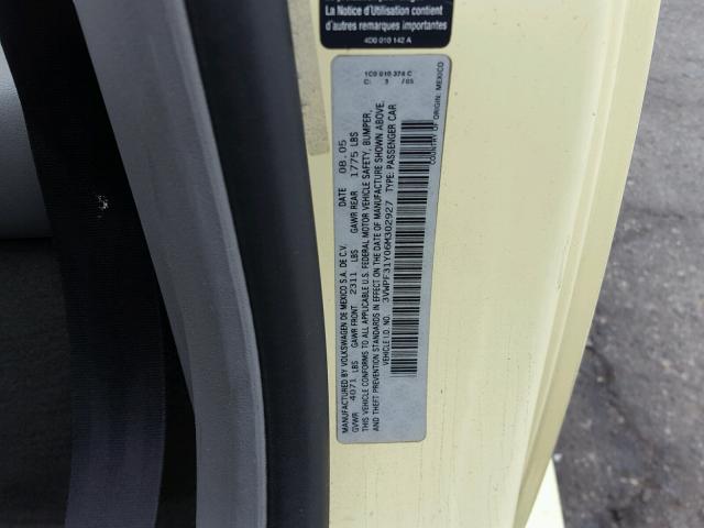 3VWPF31Y06M302927 - 2006 VOLKSWAGEN NEW BEETLE ყვითელი ფოტო 10