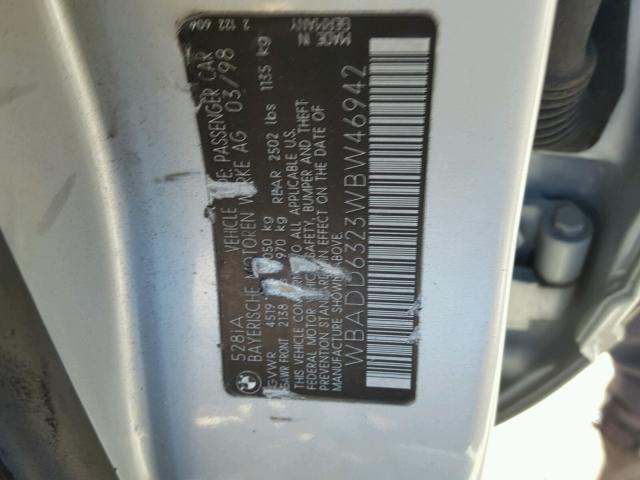 WBADD6323WBW46942 - 1998 BMW 528 I AUTO SILVER photo 10