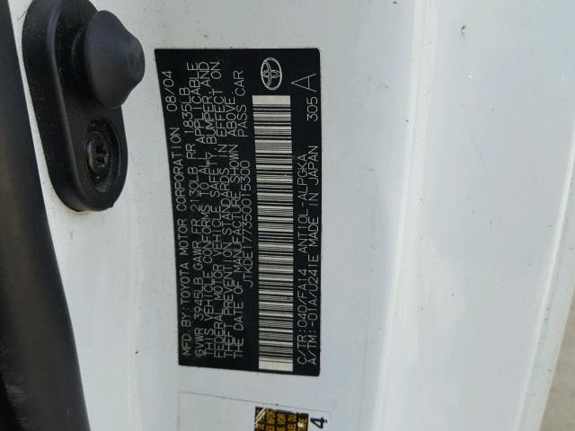 JTKDE177350015300 - 2005 TOYOTA SCION TC 白色 照片 10