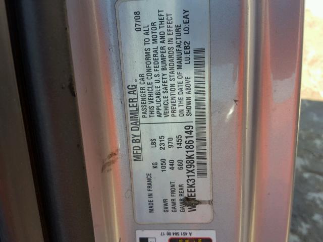 WMEEK31X98K186149 - 2008 SMART FORTWO PAS 红色 照片 10