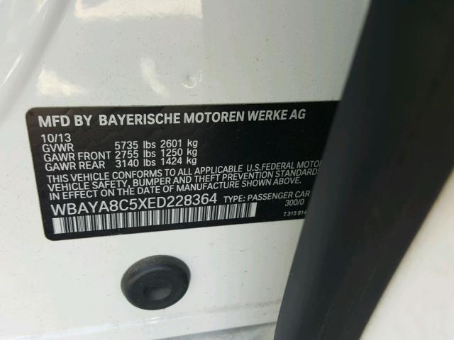 WBAYA8C5XED228364 - 2014 BMW 750 I WHITE photo 10