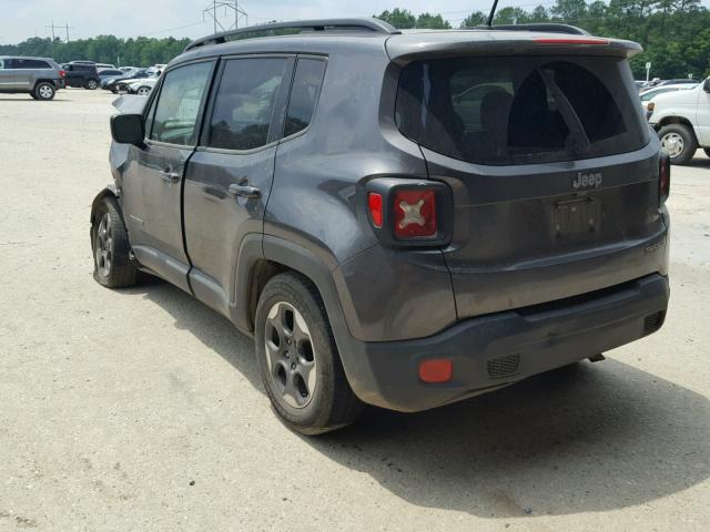 ZACCJAAT9GPD70568 - 2016 JEEP RENEGADE S CHARCOAL photo 3