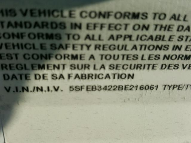 5SFEB3422BE216061 - 2011 HRTL NORTHTRAIL 白色 照片 10