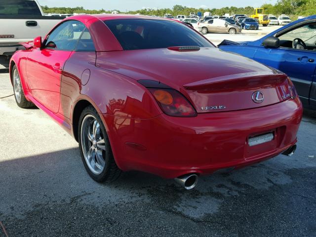 JTHFN48Y830048538 - 2003 LEXUS SC 430 RED photo 3