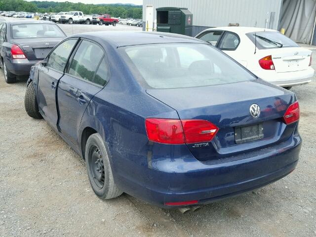 3VW1K7AJ0BM083960 - 2011 VOLKSWAGEN JETTA BASE BLUE photo 3