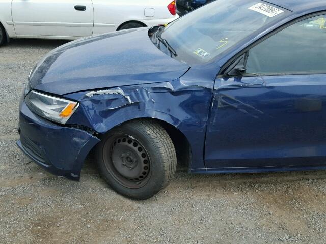 3VW1K7AJ0BM083960 - 2011 VOLKSWAGEN JETTA BASE BLUE photo 9