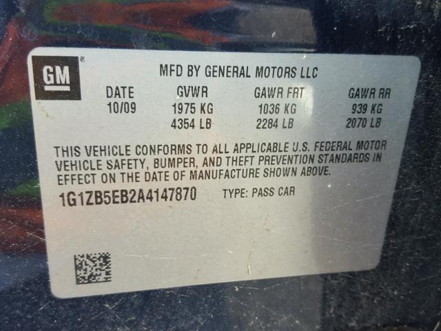 1G1ZB5EB2A4147870 - 2010 CHEVROLET MALIBU LS 蓝色 照片 10