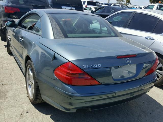 WDBSK75F33F022275 - 2003 MERCEDES-BENZ SL 500R BLUE photo 3