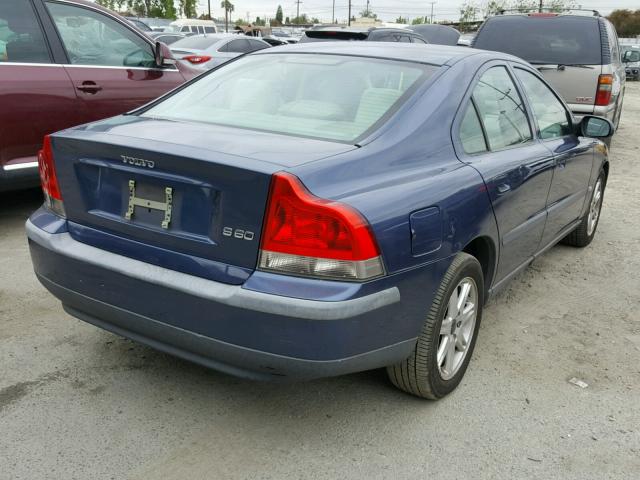 YV1RS61R222099052 - 2002 VOLVO S60 BLUE photo 4