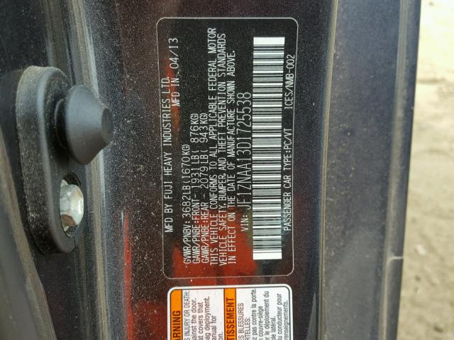 JF1ZNAA13D1725538 - 2013 TOYOTA SCION FR-S BURN photo 10