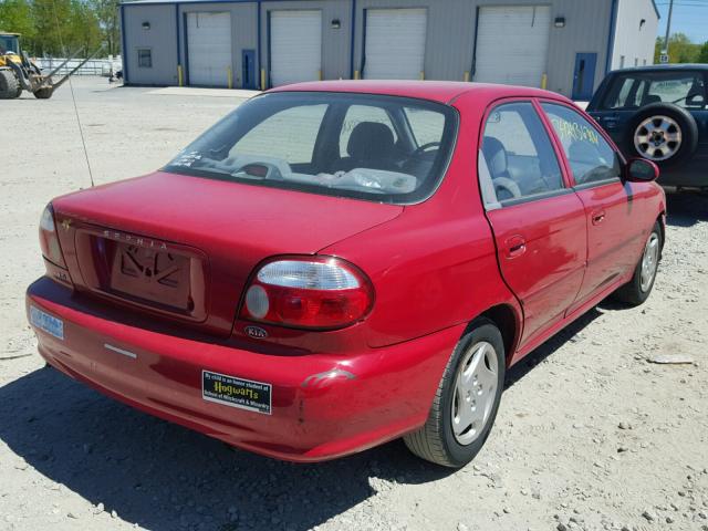 KNAFB1210Y5909903 - 2000 KIA SEPHIA BAS RED photo 4