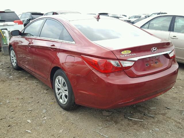 5NPEB4AC2BH078754 - 2011 HYUNDAI SONATA GLS RED photo 3