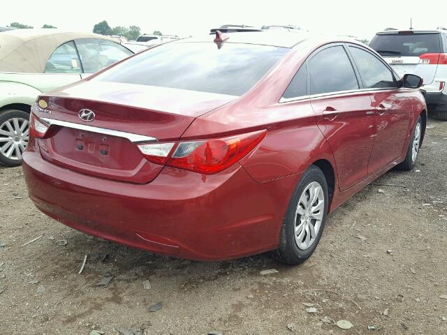 5NPEB4AC2BH078754 - 2011 HYUNDAI SONATA GLS RED photo 4