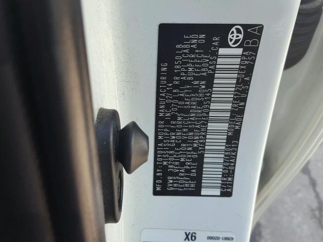 5YFBPRHE7EP095145 - 2014 TOYOTA COROLLA EC 奶油色 照片 10