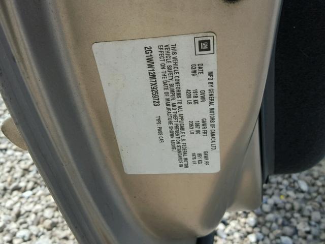 2G1WW12M7X9259723 - 1999 CHEVROLET MONTE CARL 棕色 照片 10