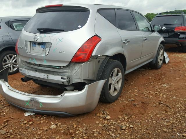 JN8AZ08T15W324995 - 2005 NISSAN MURANO SL SILVER photo 4