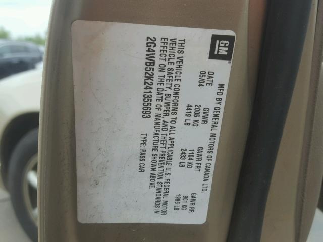 2G4WB52K241355693 - 2004 BUICK REGAL LS 金色 照片 10