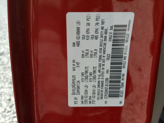 1D7KS28A37J615390 - 2007 DODGE RAM 2500 S MAROON photo 10