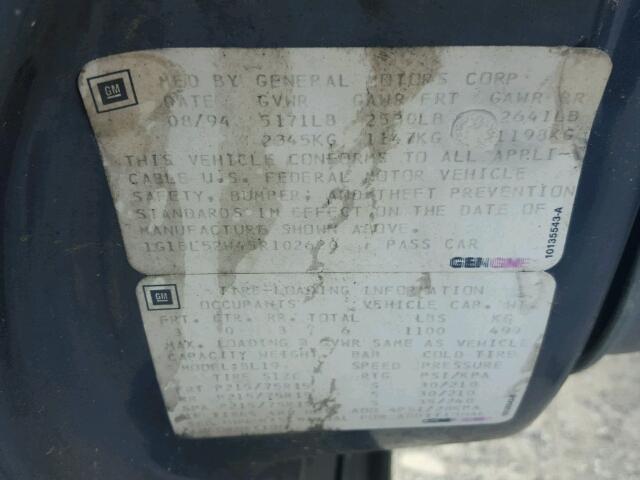 1G1BL52W4SR102620 - 1995 CHEVROLET CAPRICE CL ლურჯი ფოტო 10