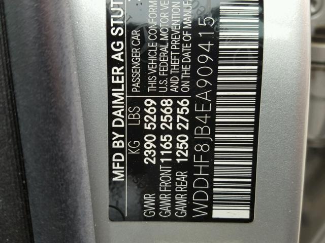 WDDHF8JB4EA909415 - 2014 MERCEDES-BENZ E 350 4MAT SILVER photo 10